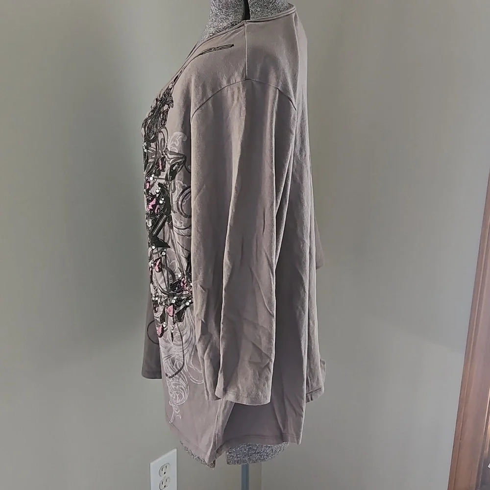 Lane Bryant distressed tee with bling - Picture 3 of 5